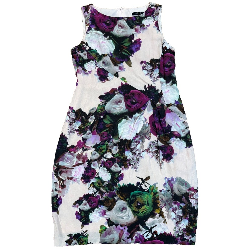 Nanette Lepore large print floral sheath dress‎ V neck sleeveless pink Size 4